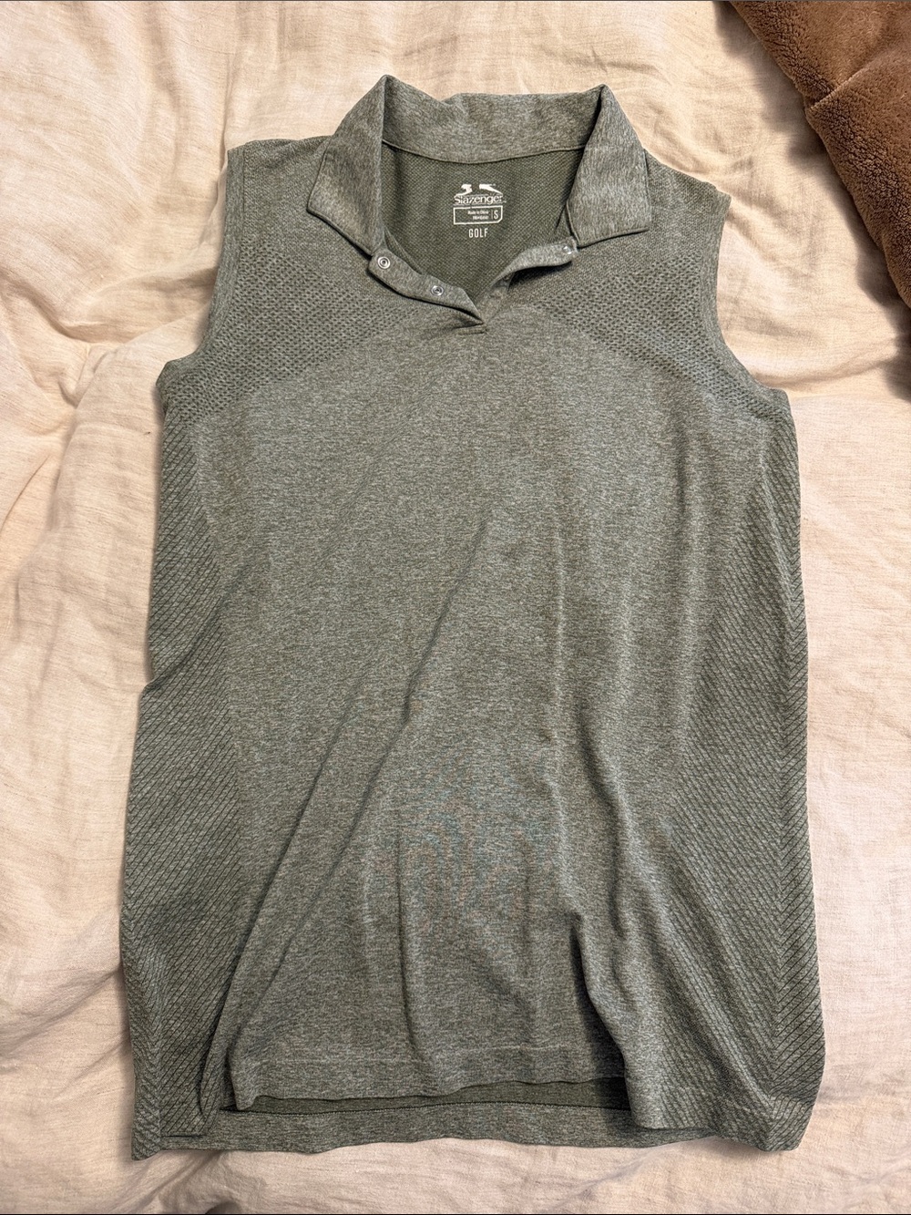 Slazenger Olive Green Sleeveless Golf Polo Tank